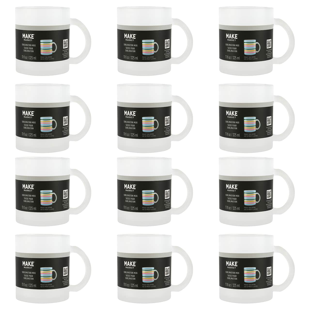 12 Pack: 11oz. Frosted Glass Sublimation Mug by Make Market®
